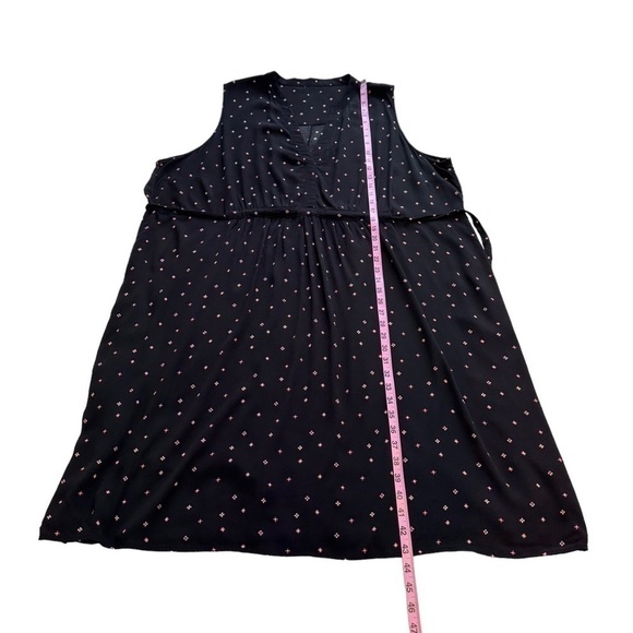 Ditsy Floral Plus Size Sleeveless Shirt Dress with Ties - Size 2X / 3X - Picture 6 of 8